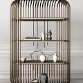 Modern Bookshelf Design With Metal Frame Layered Shelves Decorative Ornaments And Books