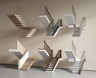 modern handrail stair handrail stair corner stair indoor stair 3d model