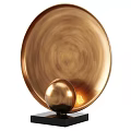 Golden Modern Table Lamp With Circular Shade Spherical Base And Warm Light Illumination
