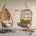 Modern Rattan Hanging Chairs With Comfortable Cushions And Stylish Support Bases