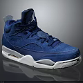 Blue High Top Sneakers With Premium Suede Upper White Sole And Jumpman Logo
