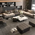 Modern L shaped Sofa Coffee Table Set With Marble Top And Ottoman Stools Living Room