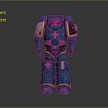 Blue Armored Robot Character With Red Eyes And Gold Accents In Sci Fi Setting