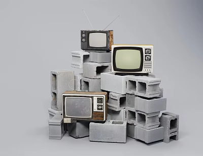 Retro TV Stacking Head 3d model