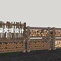Garden Firewood Storage Racks Wooden Frames Stacked with Logs and Split Wood