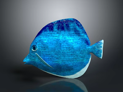 Artistic Blue Fish Character 3D Model With Textured Design And Shiny Scales 3d model