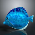 Artistic Blue Fish Character 3D Model With Textured Design And Shiny Scales