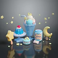 Cute Sweet Desserts Including Ice Cream Cake Star Moon Shaped Treats
