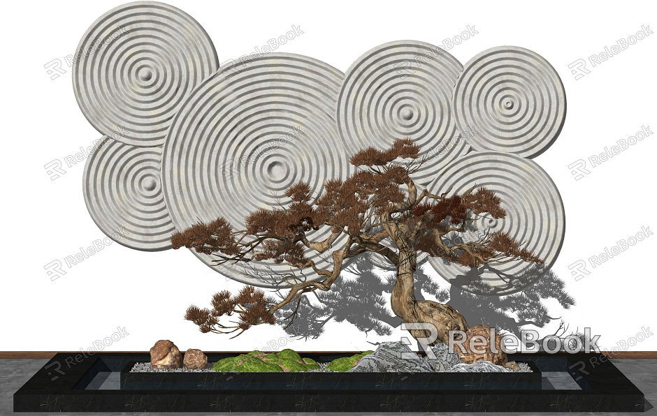 New Chinese style landscape sketch courtyard landscape sketch dry landscape welcome pine stone model