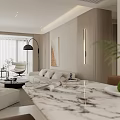 Modern Living And Dining Room Interior Design With Open Layout Sofa And TV Wall 3d model