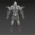 Dark Game Movie Character With Horned Shoulders White Red Accents Black Armor Skull Details