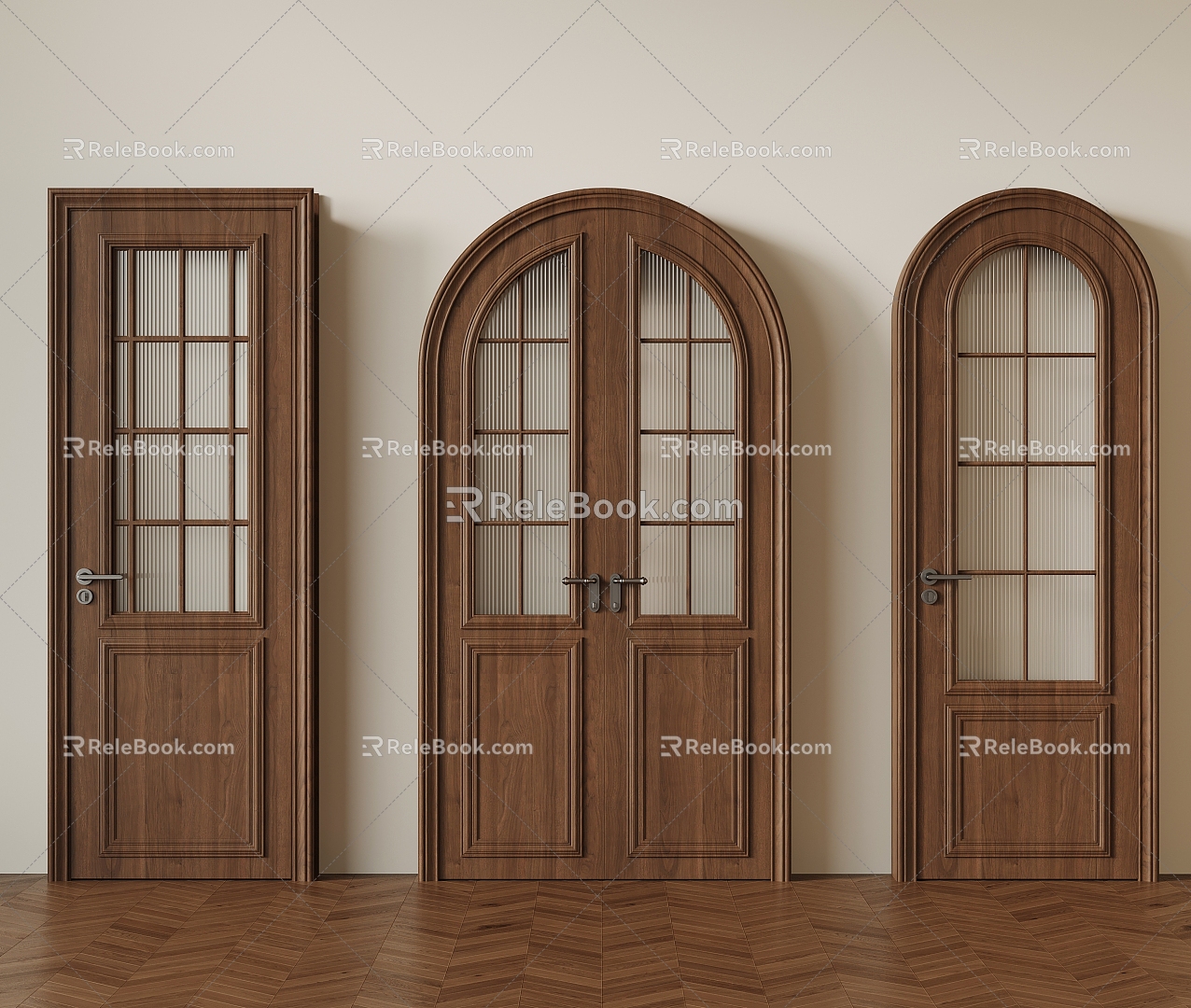 French Middle Style Kitchen and Sanitary Door Single-door Double-door Glass Door 3d model