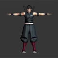 Game Movie Character In Green Outfit With Black Straps And Open Arms Pose