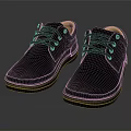 Black Leather Lace Up Shoes With Yellow Lining And Comfortable Casual Style