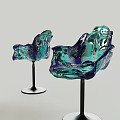 Modern Teal Dining Table Set With Chairs And White Gold Chandelier