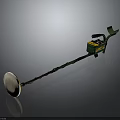 Green Metal Detector With Long Shaft Circular Coil And Control Handle