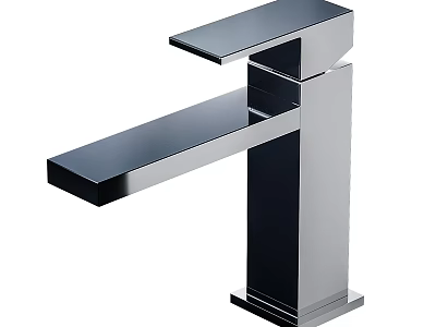 Sleek Modern Chrome Bathroom Faucet Featuring Square Design and Smooth Finish 3d model