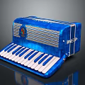 Blue Accordion Musical Instrument Featuring White And Blue Keys And Decorative Pattern