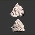 Five Pink Meringues With Swirled Texture On Dark Background And Reflections 3d model