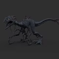3D Model Mythical Monster Creature With Gray Body Red Head Protrusions Long Tail Sharp Claws