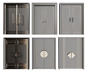 New Chinese Style Villa Entrance Door 3d model