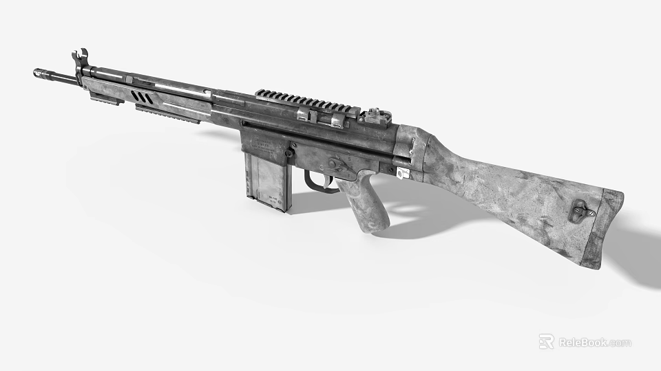 Game Movie Character Using Tactical Military Rifle With Metal Body And Magazine 3d model 