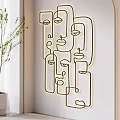 Modern Abstract Face Line Wall Decor with LED Light in Minimalist Interior 3d model