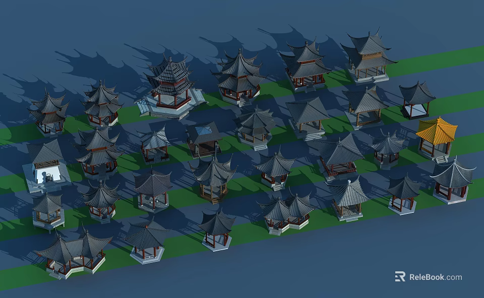 Chinese Traditional Architecture Model Buildings Featuring Classical Roof Styles And Designs 3d model 