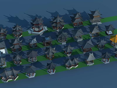 Chinese Traditional Architecture Model Buildings Featuring Classical Roof Styles And Designs 3d model
