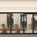 Modern Storefront With Glass Doors And Interior Furniture Display Showcase