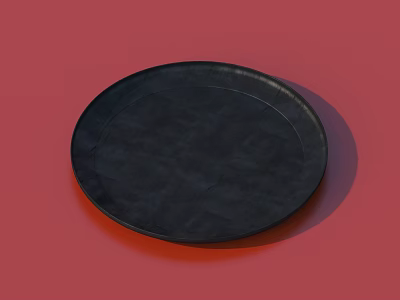 Stylish Black Round Plate Tableware Set on Red Background for Modern Dining 3d model