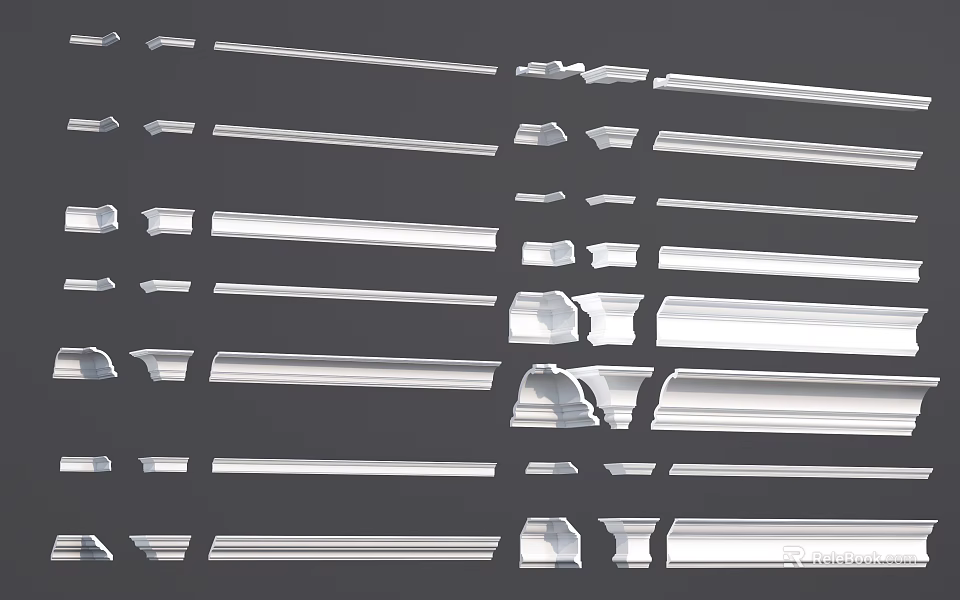 Different Types of Decorative Architectural Lines in Various Styles and Designs 3d model 