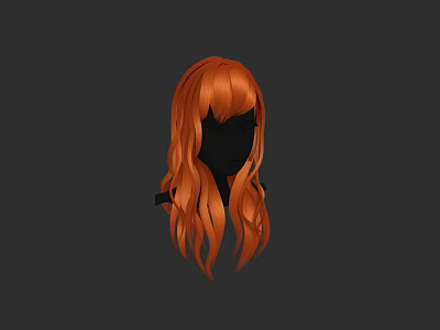 Elegant Woman Silhouette With Long Orange Wavy Hair On Black Background 3d model