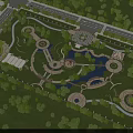 Park Landscape Design With Winding Paths Water Features Circular Lawns And Green Trees