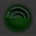 Oval Shaped Green Decorative Art Piece with Blue Spheres and White Particles Inside