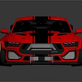 Red Sports Car With Pink And Black Stripes Gold Wheels And Rear Spoiler