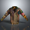 Unique Camouflage Jacket With Colorful Sleeve Patterns And Decorative Details