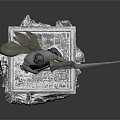 Armored Archer Figure Holding Bow Standing On Stone Base With Rock Decor