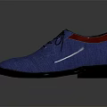 Blue Leather Shoes With Red Accent And Black Sole Lace Up Design For Formal Occasions