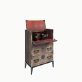Vintage Wooden Entryway Side Cabinet With Drawers Metal Handles And Brown Finish