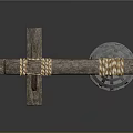 Medieval Torture Device With Wooden Frame Metal Cage And Rope Suspension