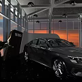 Maybach Showroom Interior With Two Luxury Cars And Modern Design Elements