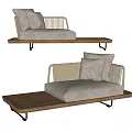 Natural Style Sectional Sofa With Rattan Accents Beige Cushions And Wooden Frame