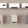 Various Types of Home Water Heaters Including Electric and Gas Models