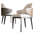 Modern Dining Chairs With Beige And Dark Brown Leather Upholstery Armrests And Dark Legs