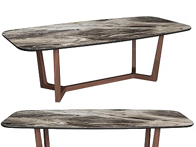 Modern Dining Table With Natural Wood Grain Top And Metal Frame Legs Design 3d model