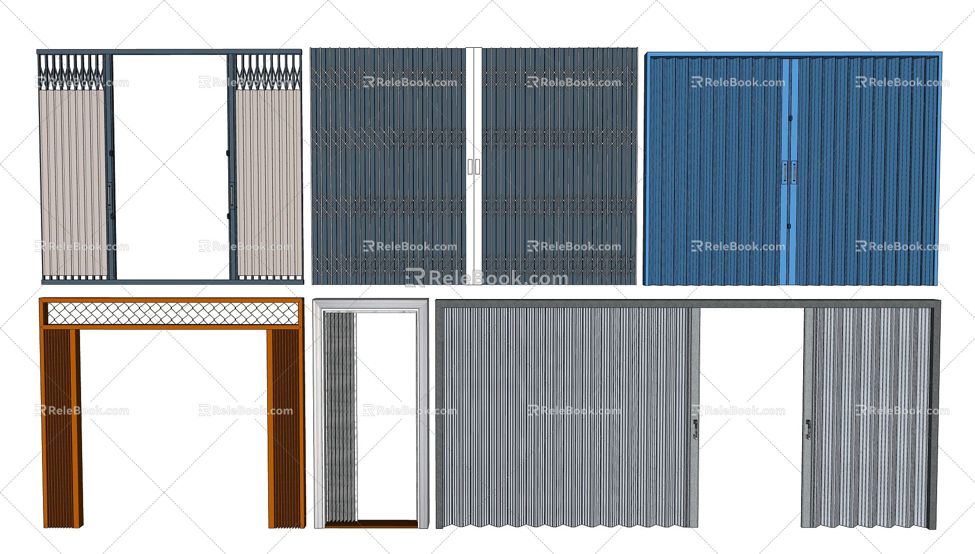 Modern folding door folding iron door 3d model