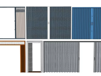 Modern folding door folding iron door 3d model
