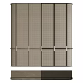 Modern Minimalist Wardrobe With Light Wood Tone Vertical Striped Design And Metal Accents