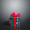 Festive Green Gift Box With Red Bow And Santa Claus Patterns Handle Design